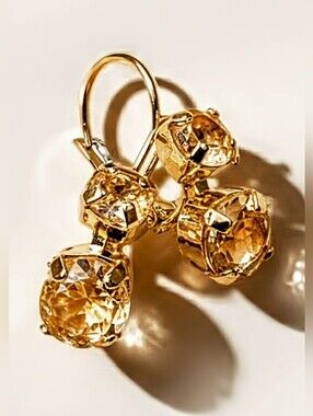 5.08 Carats All Natural Golden Citrine in 14K Gold Plated Classic Drop Earrings
